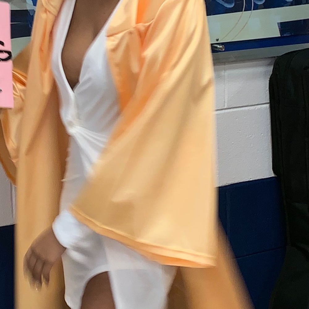 Fashion nova white long sleeve slit dress